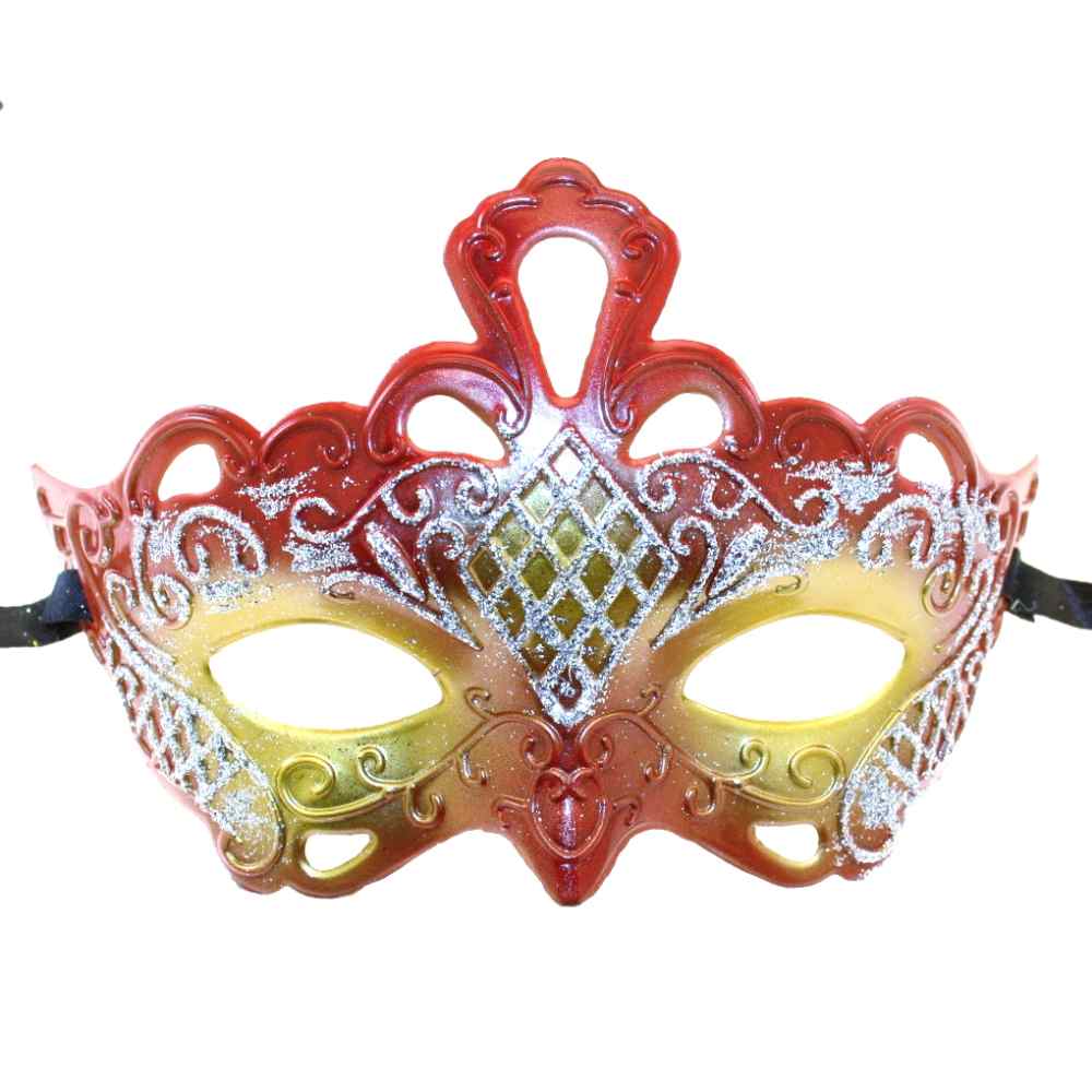 Zac's Alter Ego - Classic Venetian Two Tone Glitter Masquerade Maske - Rot